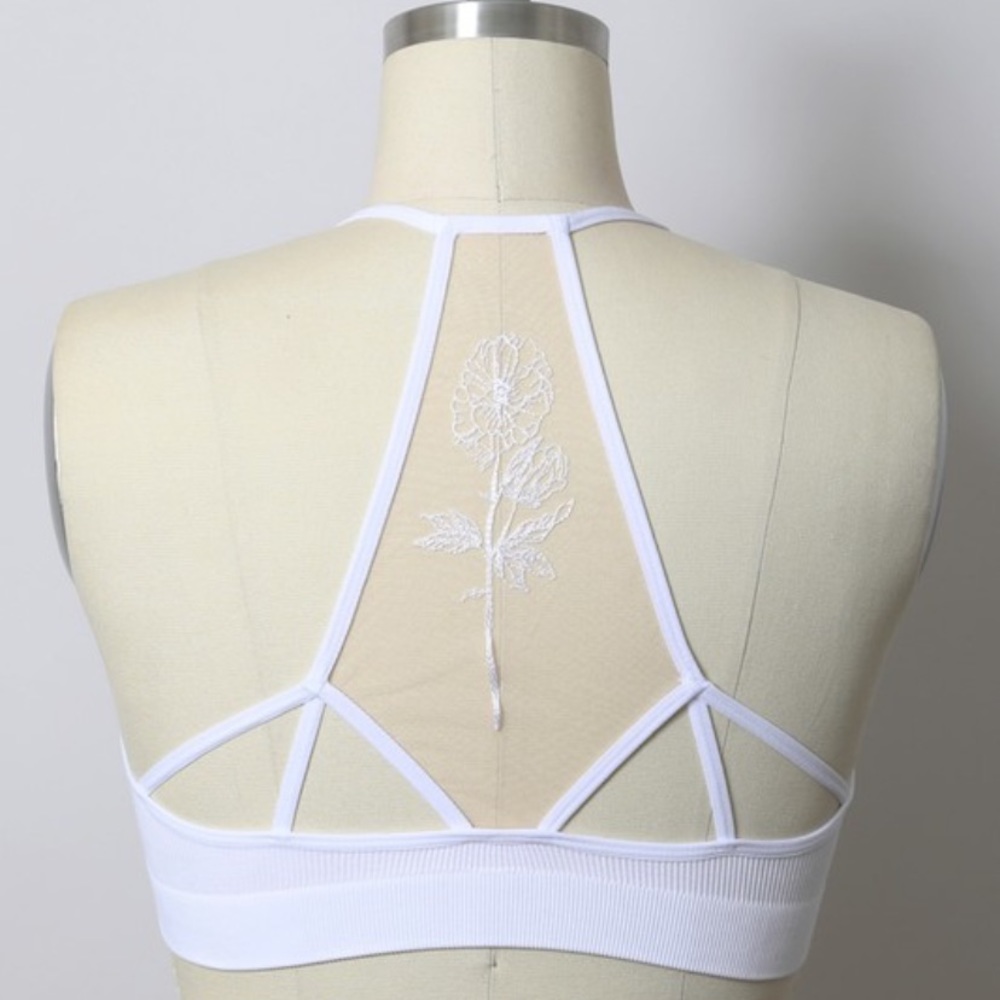 White Flower Bloom Mesh Tattoo Bralette - Picture 4 of 5